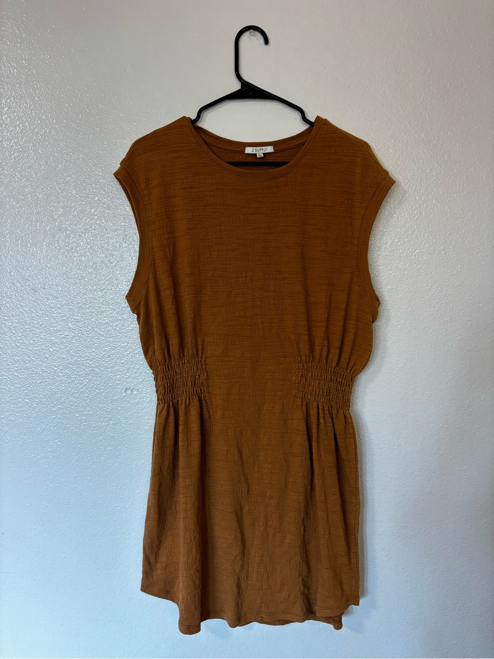 Z Supply Sleeveless Smocked Waist Mini Dress Textured Knit